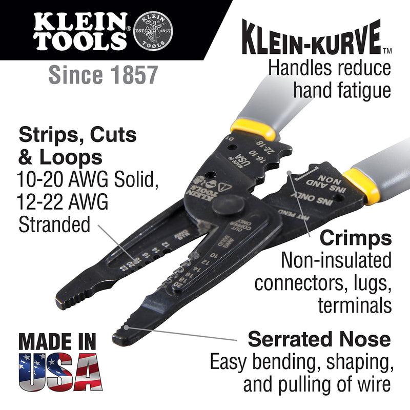 Klein Tools 1009 Multi Tool, Wire Stripper, Crimping Tool, Wire Cutter, Long-Nose Multi-Purpose Electrician Tool - NewNest Australia