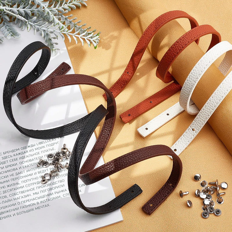 WADORN 8pcs Leather Bag Strap Replacement, 22.6 Inch Handmade Leather Purse Handles Belt Shoulder Bag Strap Handbag Strap with Rivets DIY Purse Making Supplies(0.47inch Wide) - NewNest Australia