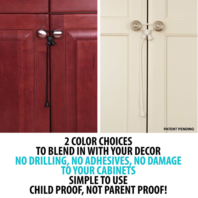 Kiscords Baby Safety Cabinet Locks for Knobs Child Safety Cabinet Latches for Home Safety Strap for Baby Proofing Cabinets Kitchen Door RV No Drill No Screw No Adhesive (White) - NewNest Australia