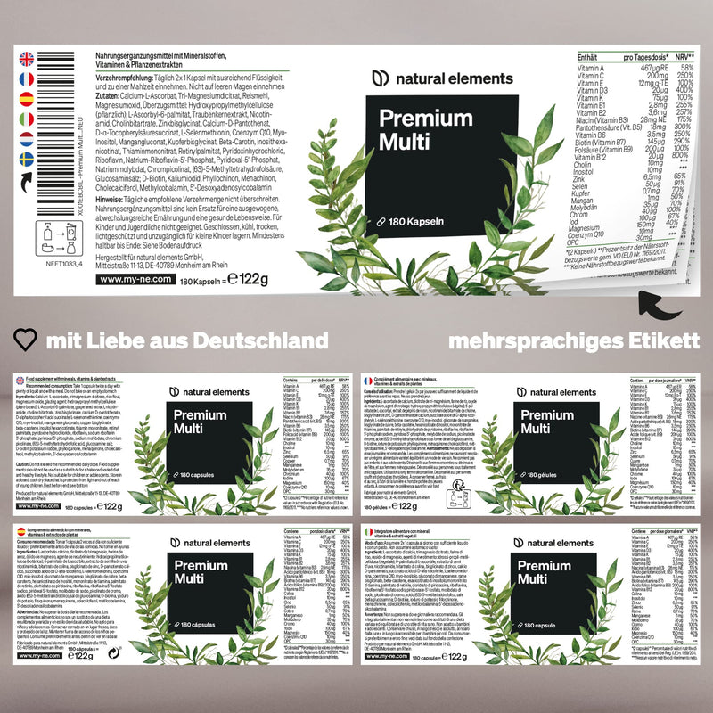 Multivitamin - Comprehensive complex with bioactive forms and premium raw materials - Highly dosed - 180 capsules - NewNest Australia