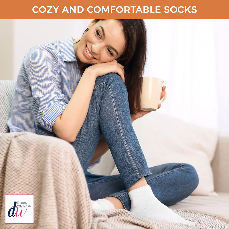 Debra Weitzner Diabetic Ankle Crew Socks Mens Womens Non-binding Socks Loose Fit 12 Pairs Ankle/Beige 9-11 - NewNest Australia