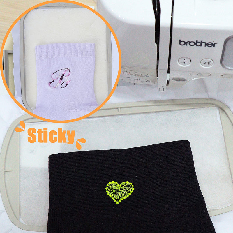 New brothread Sticky Self-Adhesive Tear Away Embroidery Stabilizer Backing 12" x 10 Yd roll - Medium Weight for Napped Fabric & Hoop Less Embroidery - NewNest Australia