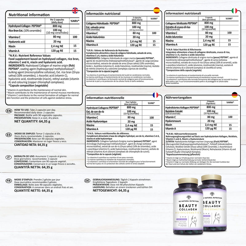 Collagen With Retinol, Hyaluronic Acid, Ceramides And Niacin, Anti-Wrinkle And Anti-Aging Effect, Innovative Formula For Hydration Of The Skin. 90 Vegetable Capsules. Ce. N2 Natural Nutrition - NewNest Australia