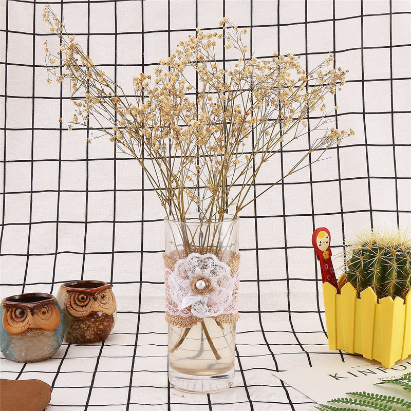 DECORA 12 Pieces Handmade Burlap Lace Rose Flowers with Pearl for Wedding Decoration and Craft Making 12pc Burlap Flower With Lace - NewNest Australia