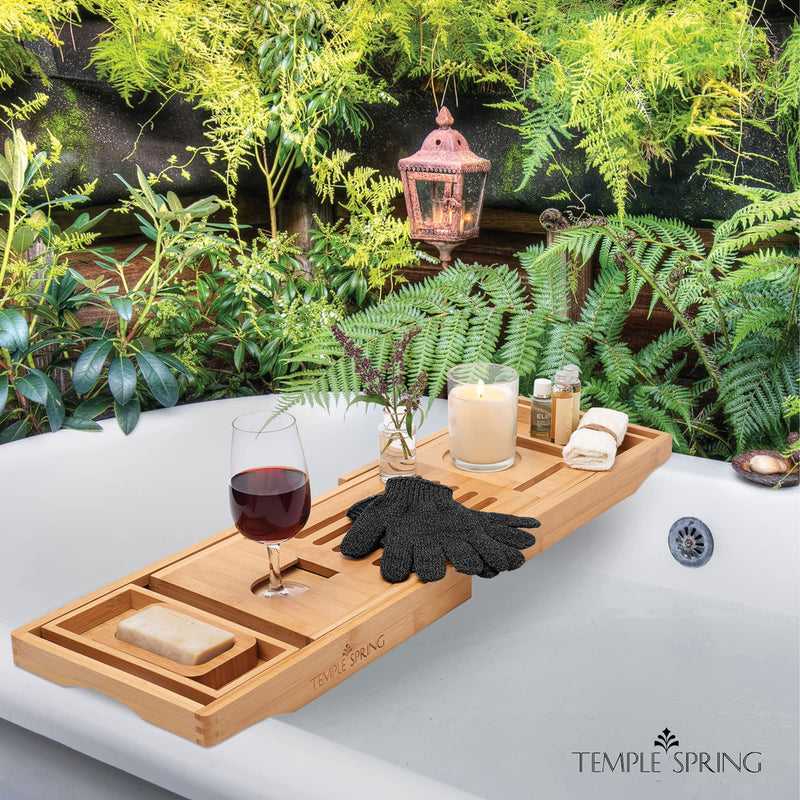 TEMPLE SPRING - Peeling glove, peeling glove made of bamboo, peeling gloves, bath sponge natural, sauna glove, body sponge natural ingrown hair/dead skin cells (black) - NewNest Australia
