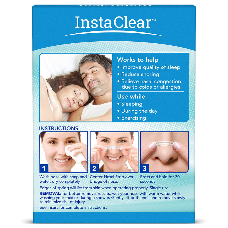 Instaclear Nasal Breathing Strips, Clear Medium 30 ct | Works Instantly, Nasal Congestion Relief, Stops Snoring, Cold & Allergy - NewNest Australia