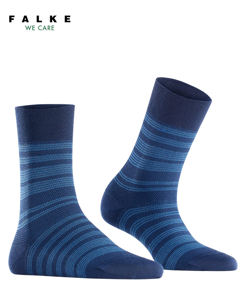 Falke Women'S Sensitive Sunset Stripe Socks, Pressure-Free Comfort Waistband, Flat Seam To Prevent Pressure Points, Breathable, Sustainable Lyocell, Striped, Comfortable For Diabetics, 1 Pair, 39-42, Blue (Space Blue 6116). - NewNest Australia