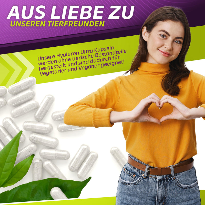 Hyaluronic Acid Ultra 650 Mg - 90 Vegan Capsules - Vegetable Fermentation - 500-700 Kda - High Dose - 3 Month Pack - No Additives - Hyaluronic - Premium Quality - NewNest Australia