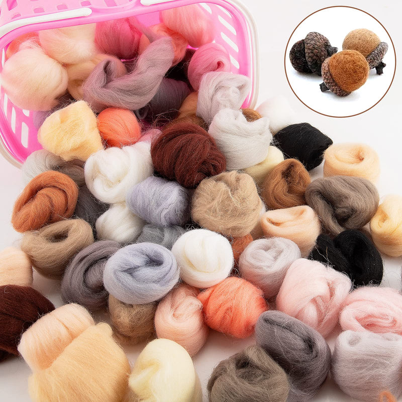72pcs 7.6 oz Needle Felting Wool- 24 Dark Colors Nature Fibre Wool Yarn Roving Needle Felting Hand Spinnings for Wool Felting Yarn Supplies DIY Craft Materials, 3g/Color Deep Color - NewNest Australia