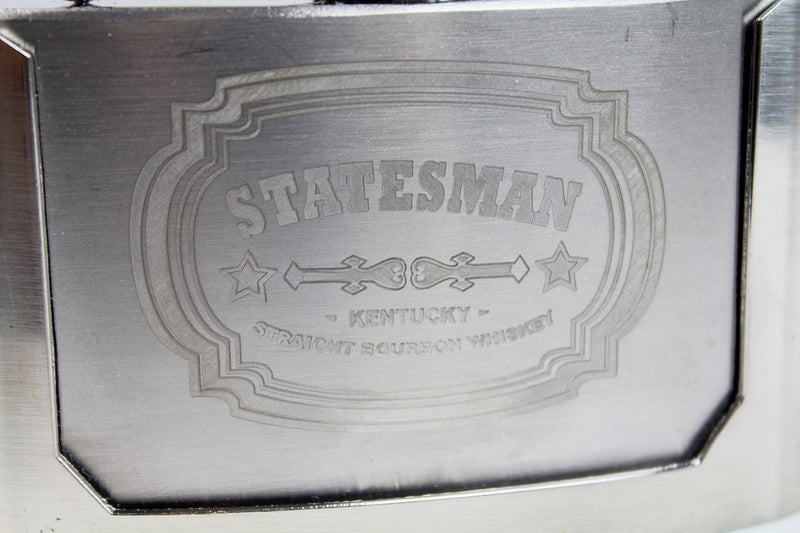 NewNest Australia - costumebase Statesman Engraved Buckle Hip Flask Kingsman 3oz Stainless Steel 