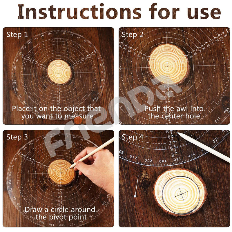 thumbnail image 2 of Round Center Finder Compass, 8 Inch Circle Gauge Woodworking Rotating 2 of 12