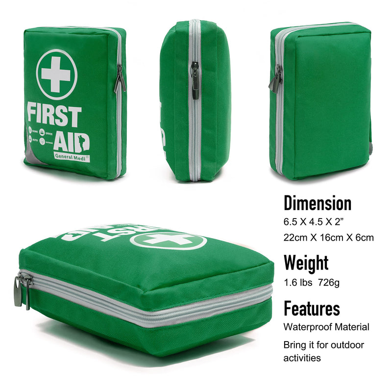 First Aid Kit -Compact First Aid Bag(175 Piece) - Reflective Bag Design- Includes 2 x Eyewash,Instant Cold Pack,Emergency Blanket for Home, Office, Vehicle,Camping, Workplace & Outdoor Green - NewNest Australia