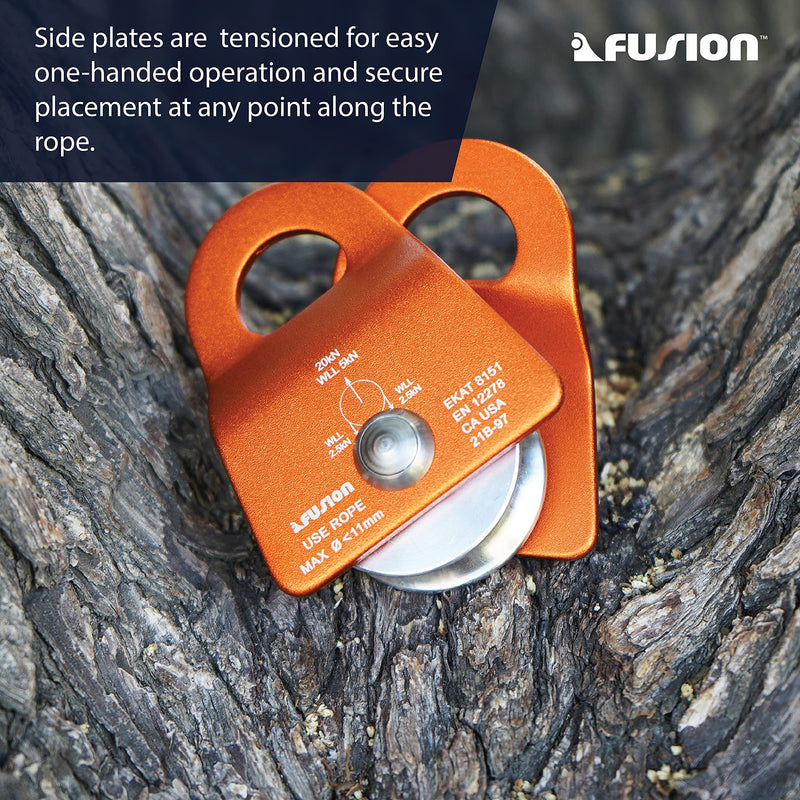 Fusion Climb Ekat Micro Aluminum Side Swing Pulley Orange 20KN, 11MM Rope (FP-8151) - NewNest Australia