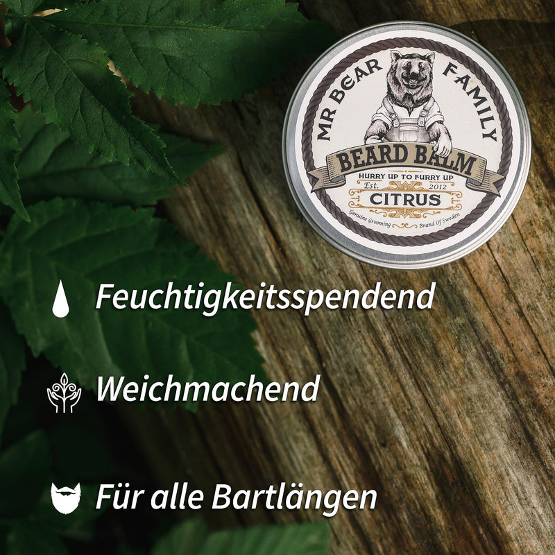 Mr Bear Family Beard Balm Men - Citrus - Nourishing Beard Balm - Beard Wax with Shea Butter, Jojoba Oil and Beeswax - Beard Wax Mustache & Full Beard Beard Styling - Beard Balm 60ml - NewNest Australia