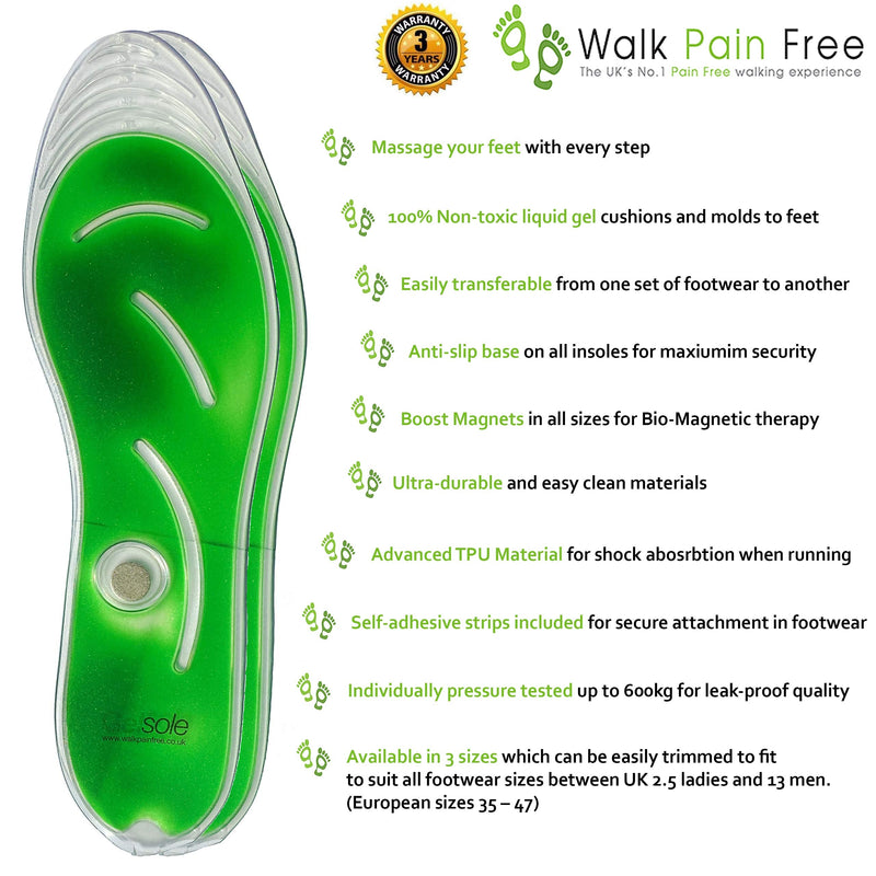 Orthotic Gel Insoles, Boost Magnetic Technology | Walk Pain Free COMFORT Insoles | Reduce Heel Pain, Plantar Fasciitis, Flat Feet | Supplying NHS & Emergency Services MEDIUM: 6 to 9 UK Green - NewNest Australia