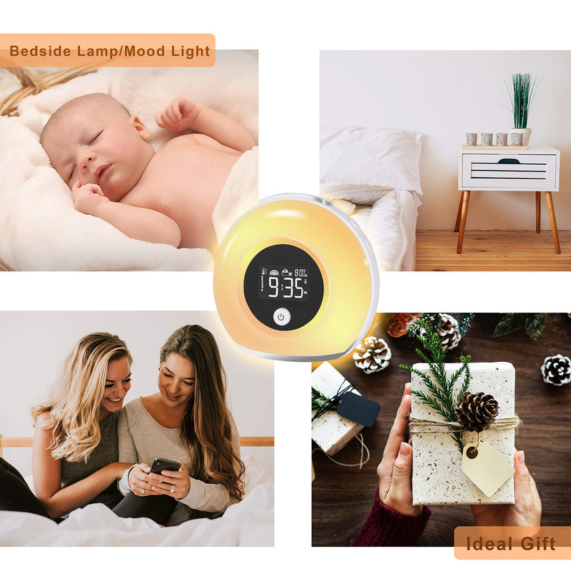 Wake Up Light Alarm Clock - Uplayteck Kids Night Light Alarm Clock with Bluetooth Speaker Dimmable 4 Level Brightness Colorful Light Bedside Lamp Music Player for Kids, Party, Bedroom, Camping - NewNest Australia