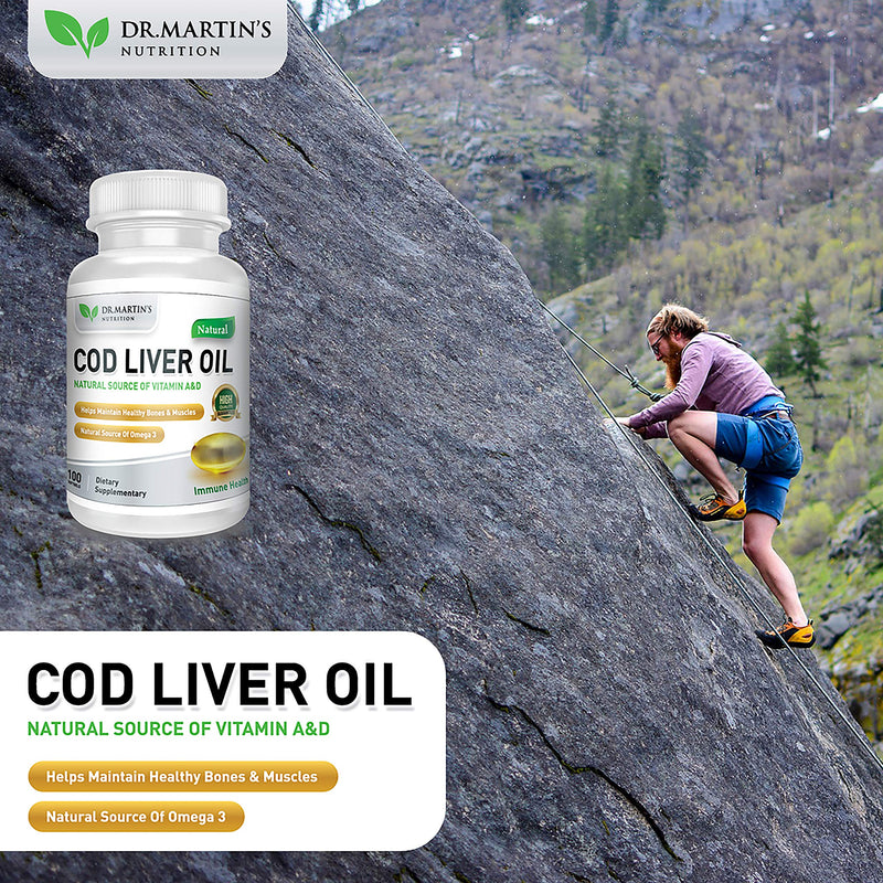 COD Liver Oil | 100 Softgels | Natural Source of Omega 3 Fatty Acids | Triple Strength | Best Immune Health, Healthy Bones & Muscles Dietary Supplement | 100 Count (Pack of 1) - NewNest Australia