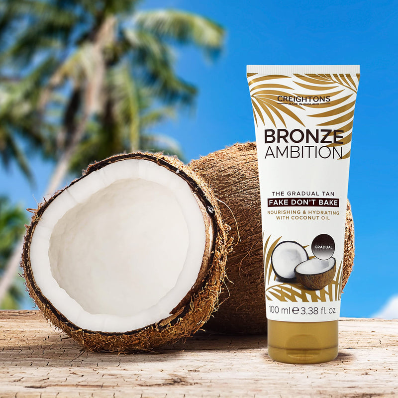 Creightons Bronze Ambition The Gradual Tan Fake Don't Bake (100ml) - Gradual tanning formula blended with coconut oil to create a natural, long lasting & streak-free tan,1 Pack - NewNest Australia