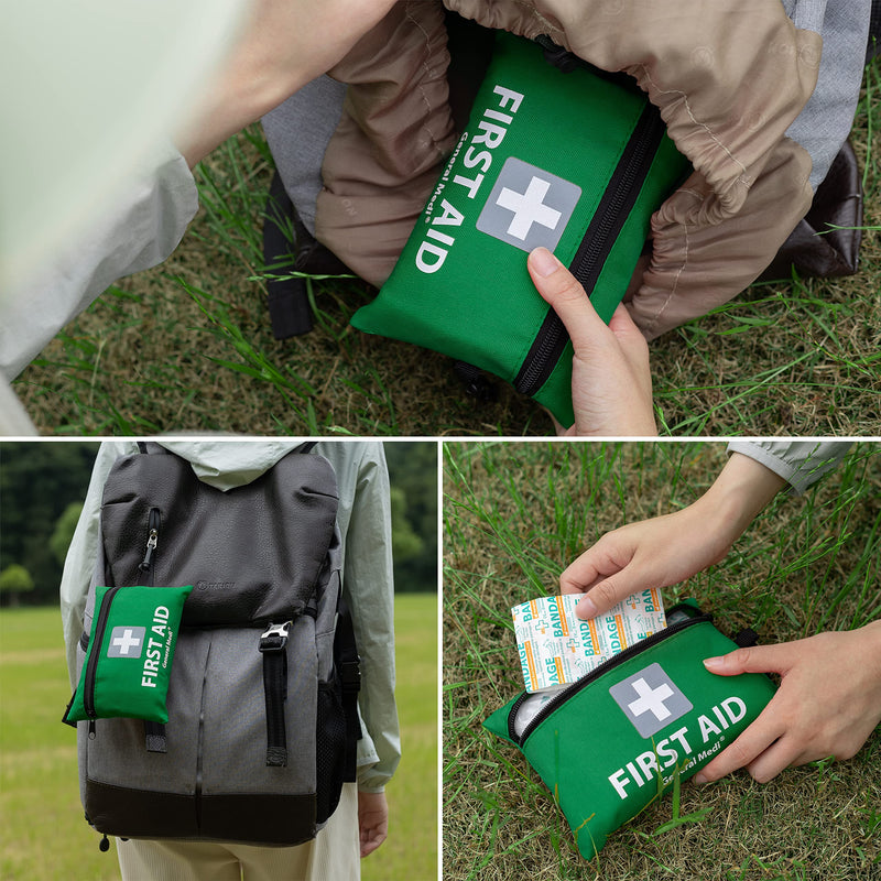 Mini First Aid Kit,92 Pieces Small First Aid Kit - Includes Emergency Foil Blanket, CPR Respirator,Scissors for Travel, Home, Office, Vehicle,Camping, Workplace & Outdoor (Green) - NewNest Australia