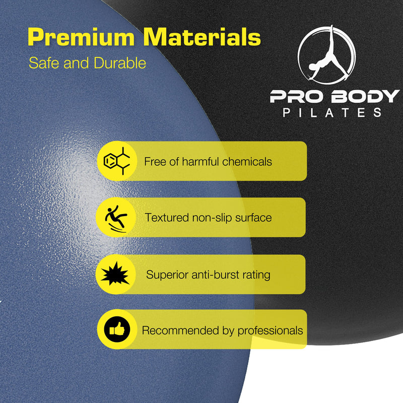 ProBody Pilates Mini Exercise Ball with Pump - 9 Inch Small Bender Ball for Stability, Barre, Pilates, Yoga, Balance, Core Training, Stretching and Physical Therapy with Workout Guide Indigo - NewNest Australia