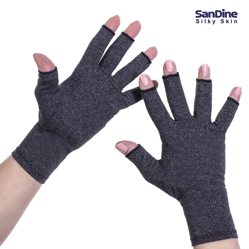 Open Finger Compression Gloves - Arthritis Gloves for Women, Men - Premium Joint Pain Relief - Rheumatoid and Osteoarthritis Hand Support - Ease Muscle Tension and Swelling - by Sandine (Black S) Black S - NewNest Australia