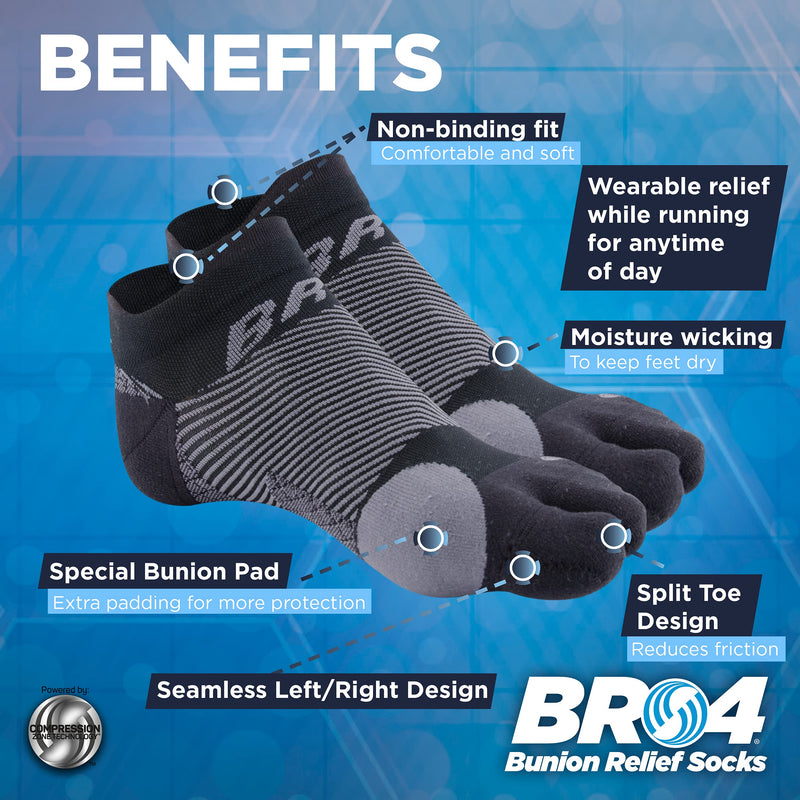 Bunion Relief Socks by OrthoSleeve, Patented Split-Toe Design with a Cushioned Bunion Pad Separates Toes, Relieves Bunion Pain and Reduces Toe Friction (Black, 1 Pair, Small) Small (1 Pair) Black - NewNest Australia
