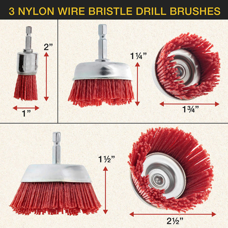 Dura-Gold 6 Piece Abrasive Filament Nylon Wire Bristle Drill Wheel and Cup Brush Set - Coarse Sanding Scuffing, 1/4" Drill Shank - Remove Rust, Corrosion, Paint - Surface Prep Truck Bed Liner Coating - NewNest Australia