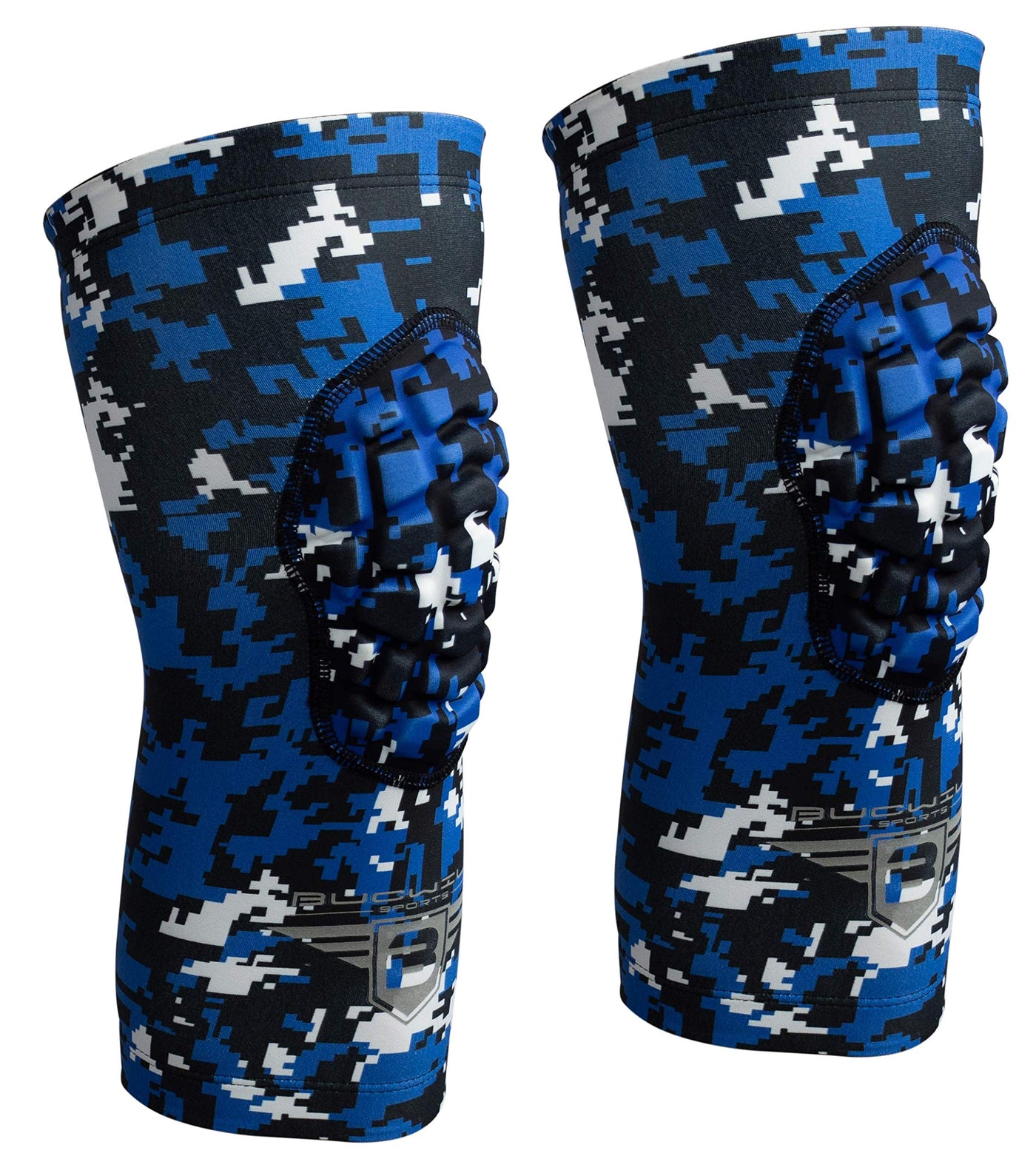 Bucwild Sports Compression Knee Pads for Basketball Volleyball Wrestling -  Youth/Kids & Adult Sizes Royal Blue Camo Large