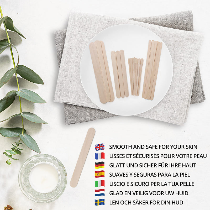 Belle Vous Various Wooden Spatulas Waxing (Pack Of 500) - Disposable Cosmetic Spatulas For Hair Removal - Wooden Sticks Small, Medium And Large For Waxing & Hair Removal On Eyebrows, Face, Body, Legs - NewNest Australia