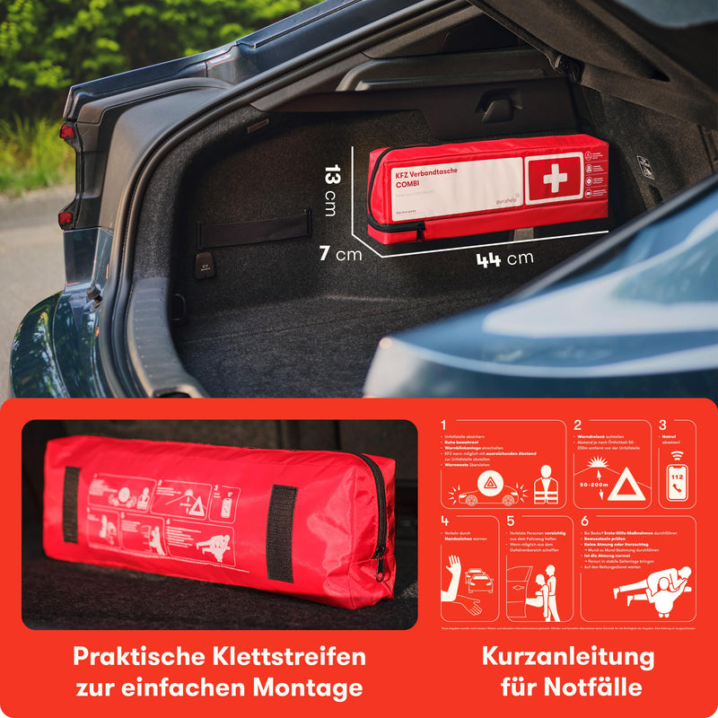 Purahelp Car Combination Bag According To Current Standard 2023 Din 13164:2022 (German Road Traffic Regulations Compliant) - Includes Warning Triangle, Warning Vest - First Aid Kit Warning Triangle - NewNest Australia