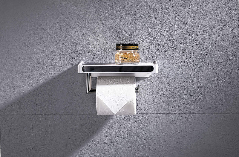 YISMAN Toilet Paper Holder White Bathroom Tissue Roller Hanger with Cell Mobile Phone Shelf Wall Mounted - NewNest Australia