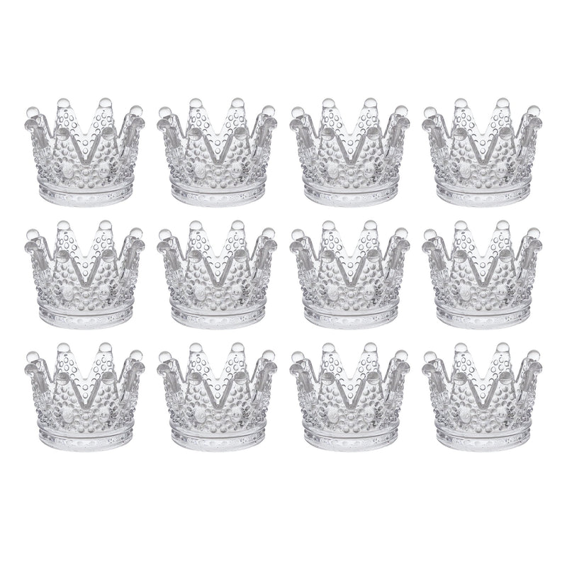 NewNest Australia - Mega Crafts 12 pcs Clear 3 Inch Diameter Crown Glassware Votive Tea Light Candle Holder, Home Décor, Wedding Bouquets & Receptions, Baby Showers, Event Planning, Table Centerpieces & Parties 