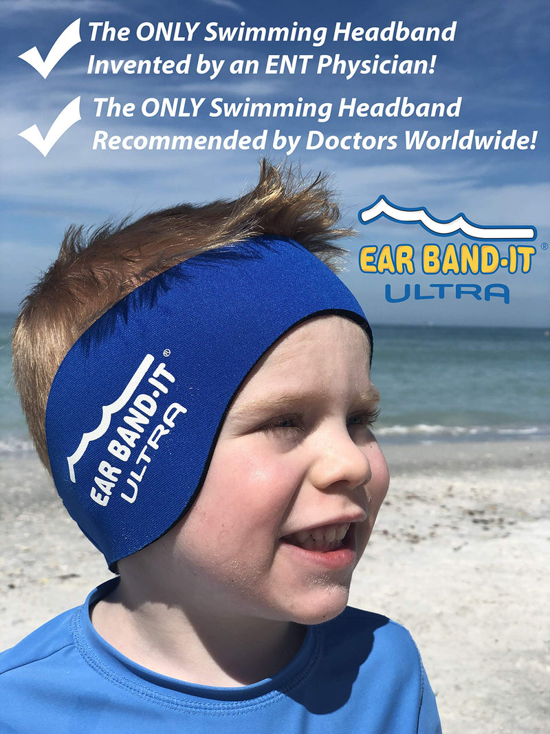 Ear Band-It Ultra Swimming Headband with Putty Buddies earplugs - 6 Pair Soft Silicone Premium Ear Plugs - The Best Swim Headband and Earplugs - Doctor Recommended Blue Large (ages 9yrs to adult) - NewNest Australia