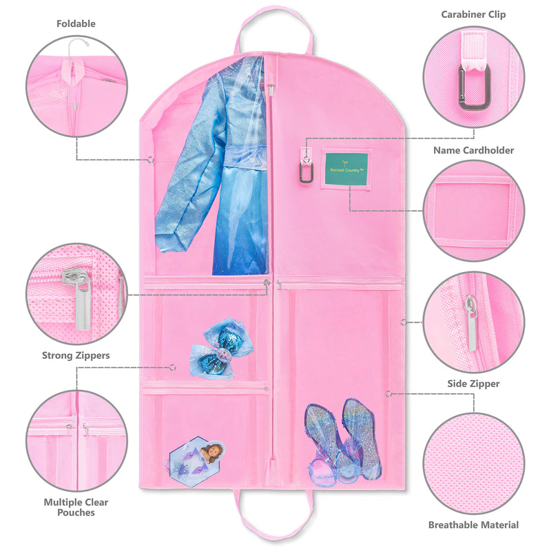 NewNest Australia - Garment Bags - 40" Costume Bag with Pockets for Dancers for Recitals, Competitions, and Travel! Pink (Cotton Candy) Cotton Candy 