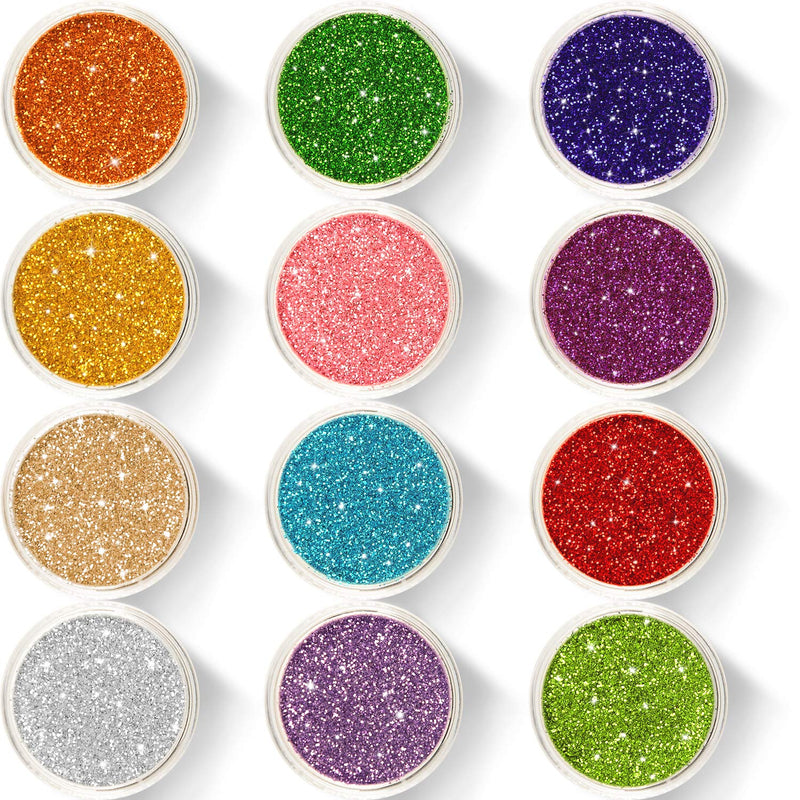 Glitter Wenida 12 Colors Holographic Cosmetic Festival Powder Sequins Craft Glitter for Arts Face Hair Body Nail Pack of 12 12 Colors # 1 - NewNest Australia