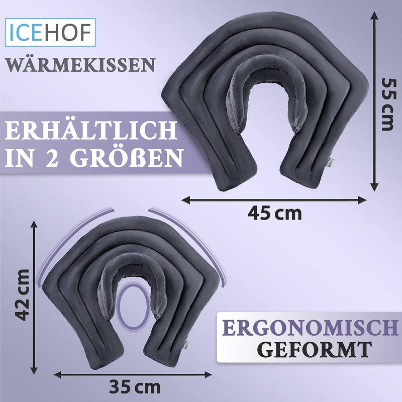 ICEHOF Heat Pillow Neck Shoulder (XL) with Lavender - Cuddly Soft Neck Warmer Grain Pillow for Microwave - Long-lasting warmth thanks to natural clay beads including aromatherapy, ergonomically shaped Large (55x45cm) - NewNest Australia