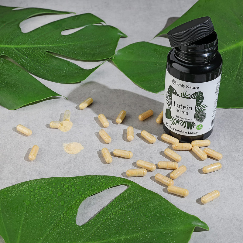 Only Nature Lutein 20 Mg (With 4 Mg Zeaxanthin) - 120 Capsules - Extra High Dose - Produced In Germany & Laboratory Tested Eye Capsules - 100% Vegan - Lutein High Dose - NewNest Australia