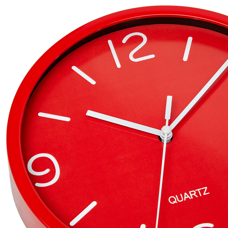 NewNest Australia - Bernhard Products Red Wall Clock 8 Inch Silent Non Ticking, Quality Quartz Battery Operated Small Round Easy to Read for Kitchen Home Office Bedroom Bathroom Decorative Clocks (Red) Candy Apple Red 