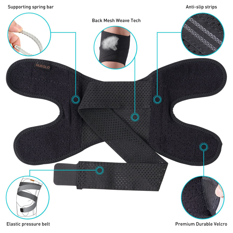 Hueglo, Knee Support For Men And Women, Knee Support With Side Stabilizers For Meniscus, Tear, Knee Pain, Adjustable Patella Knee Support, Knee Support For Acl, Mcl, Arthritis, Injury, Recovery (L) - NewNest Australia