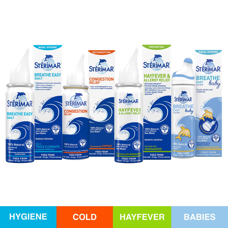 STERIMAR Stop and Protect Cold and Sinusitis Relief- 100 Percent Natural Sea Water based Nasal Spray with Added Copper and Eucalyptus - 20 ml Pump, 20 ml (Pack of 1) 4.61 - NewNest Australia