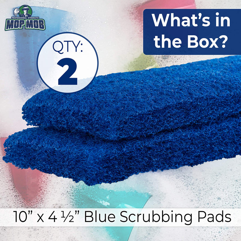 Medium Duty XL Blue Scouring Pad 2 Pack. 10 x 4.5in Large Multipurpose Nylon Scrubbing Sponges. Clean Kitchens, Bathrooms, Counters and Floors to Erase Grime and Make Surfaces Sparkle 1 - NewNest Australia