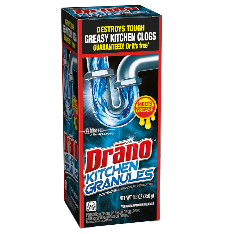 Drano Kitchen Granules Drain Clog Remover and Cleaner, Unclogs blockage from Grease or Cooking Oil, 8.8 oz 8.8 Ounce (Pack of 1) - NewNest Australia