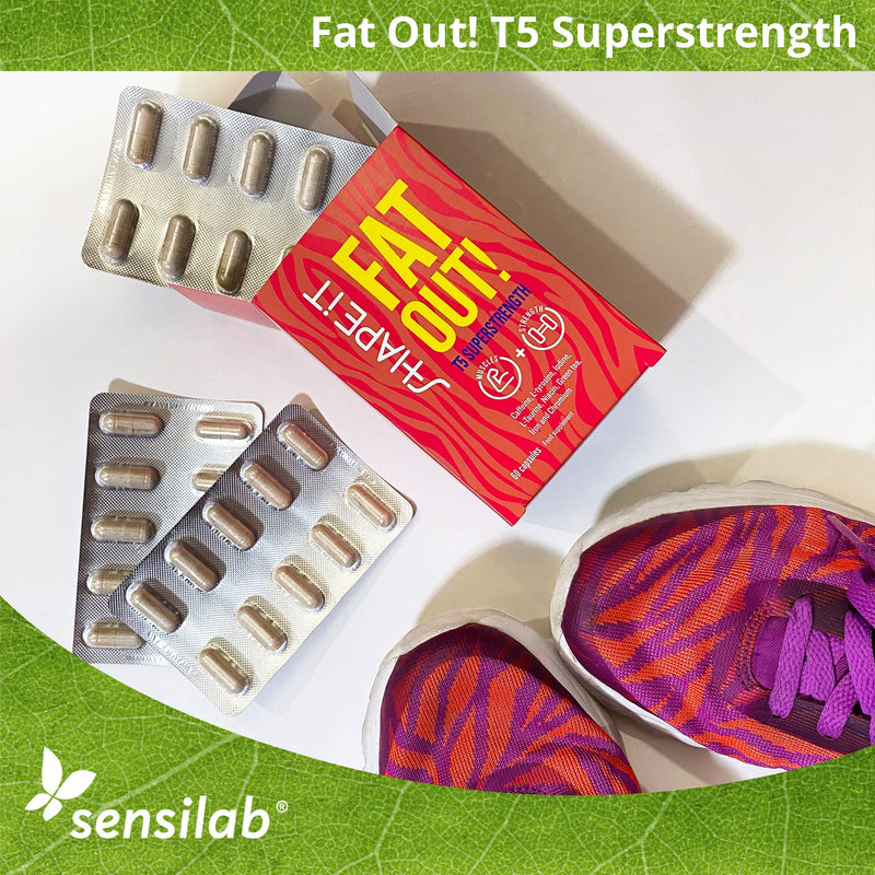 Sensilab Fat Out! T5 Superstrength - Taurine - Caffeine And Green Tea Extract - Powerful Fat Burner For Men And Women - Enriched With Iron, Iodine, Chrome And Vitamin B3-5-In-1 Effect - 180 Capsules - NewNest Australia