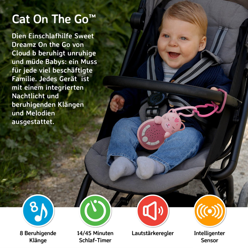 Cloud b Travel Comforting Sound Machine w/Calming Light | 4 White Noise and 4 Lullabies | Re-Activating Smart Sensor | Sweet Dreamz Cat Sweet Dreamz On The Go - Cat - NewNest Australia