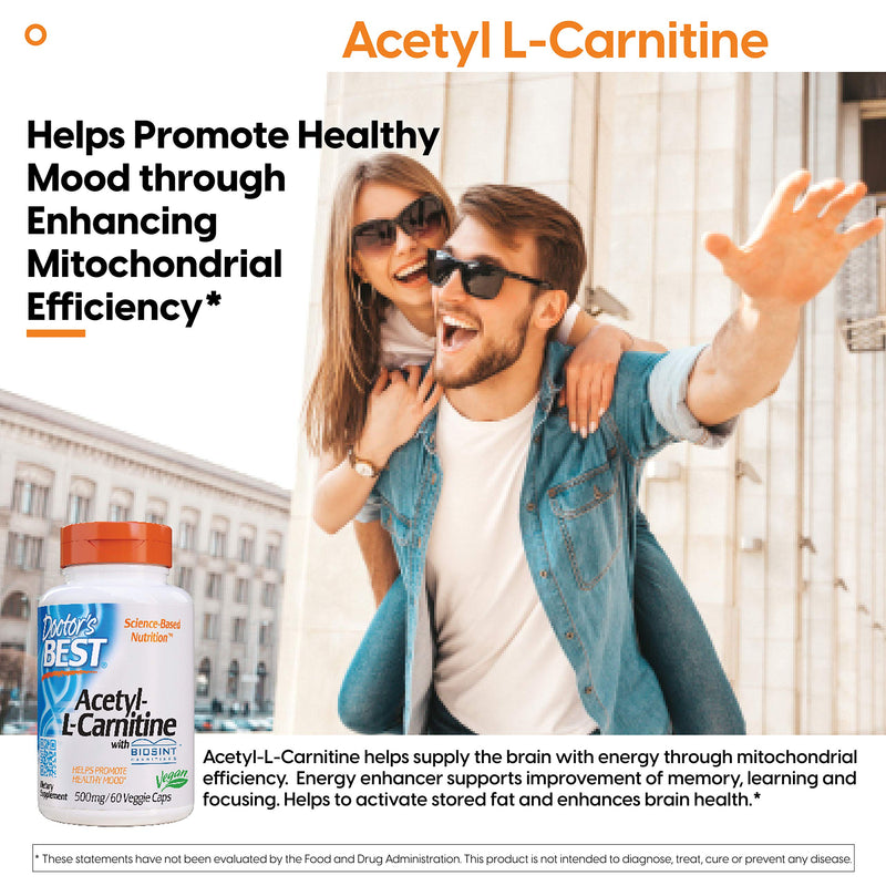 Doctor's Best Acetyl L-Carnitine, Help Boost Energy Production, Support Memory/Focus, Mood, Non-GMO, Vegan, Gluten Free 60 Count (Pack of 1) - NewNest Australia