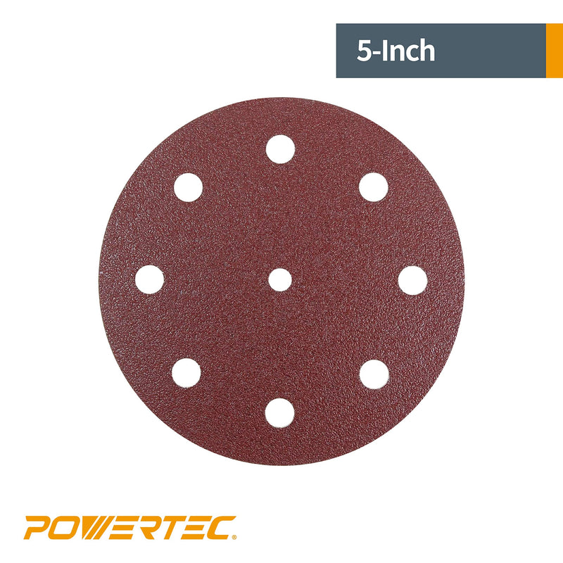 POWERTEC 80 Grit Sanding Disc | Red | Hook & Loop 5” Sanding Discs Abrasives For RO 125 Festool Sander – 50 Pack - NewNest Australia