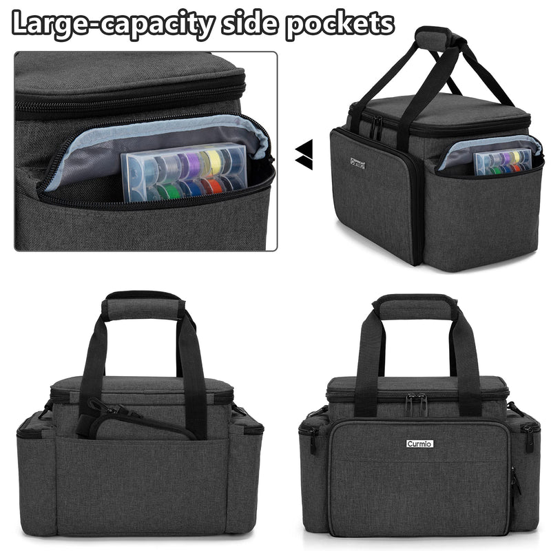 CURMIO Sewing Accessories Organizer, Large Sewing Supplies Storage Bag with Shoulder Strap for Spool Thread, Scissor and Sewing Needles, Black (Bag Only) - NewNest Australia