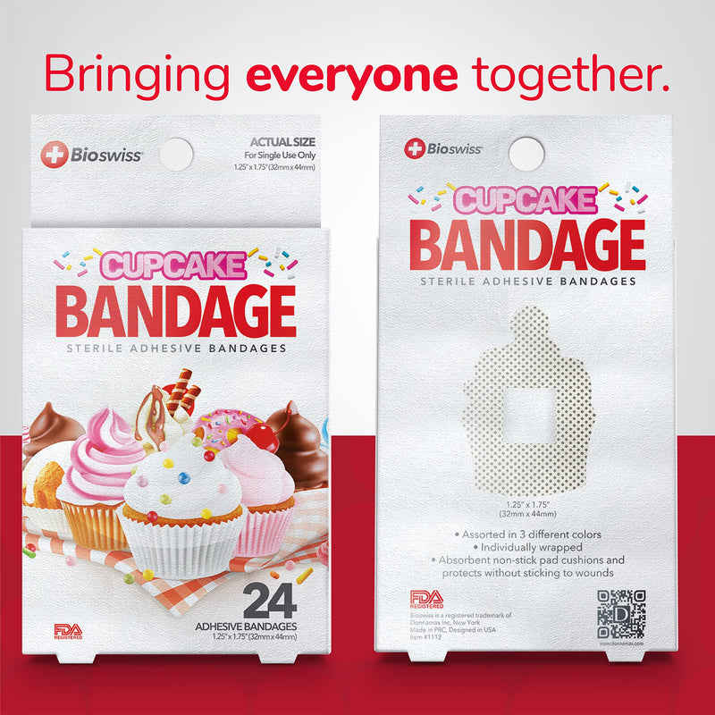 BioSwBioSwiss Kids Bandaids | 24pcs Self-Adhesive Sterile Unique Shaped Bandages Colorful Funny Cute Toddler Girls & Boys, Adults First Aid, Protect Scrapes and Cuts | Wellness for Everyone (Cupcake) Cupcake - NewNest Australia