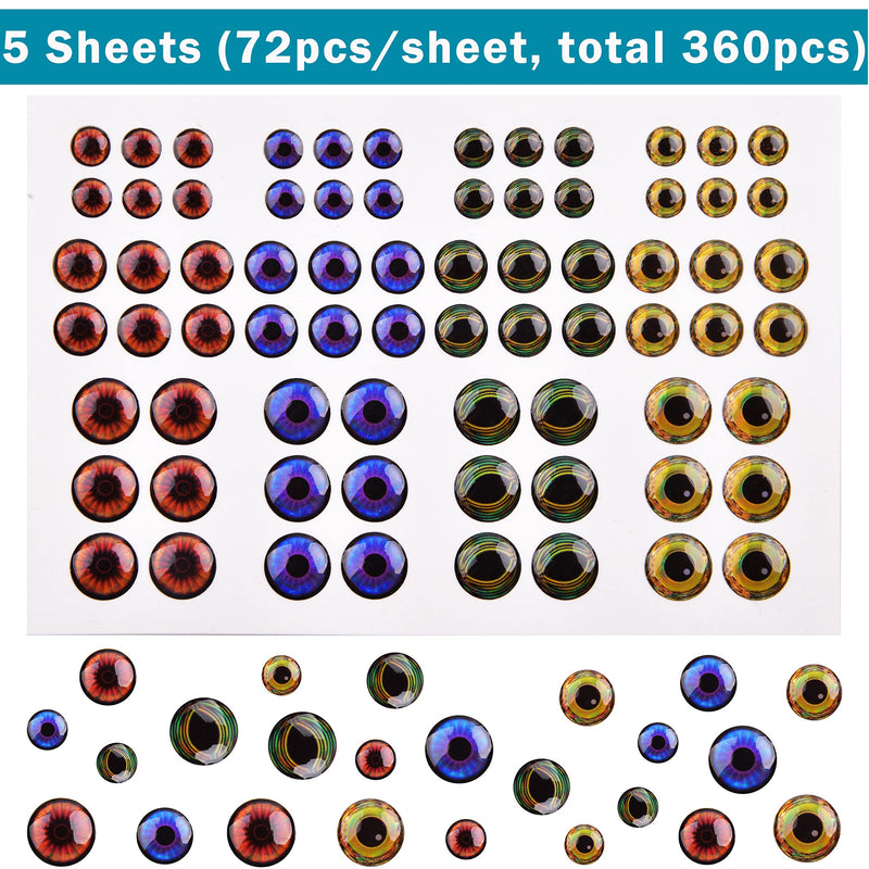 Fishing Eyes for Lures, 3D/4D/5D Realistic Holographic Lure Eyes Fishing Bait Making Kit Fly Tying Material DIY Fishing Tool 5D Lure Eyes 360pcs/6-10mm(5pack) - NewNest Australia