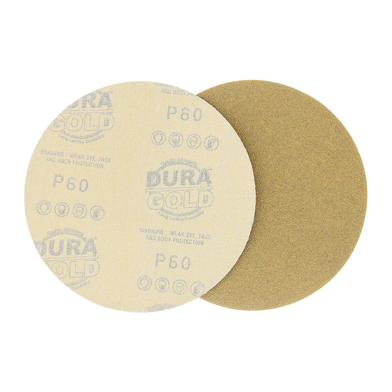 Dura-Gold Premium 6" Gold Sanding Discs - 60 Grit (Box of 25) - Hook & Loop Backing Sandpaper Discs for DA Orbital Sanders, Finishing Coarse-Cut Abrasive - Sand Automotive Car Paint Woodworking Wood 60-Grit - NewNest Australia